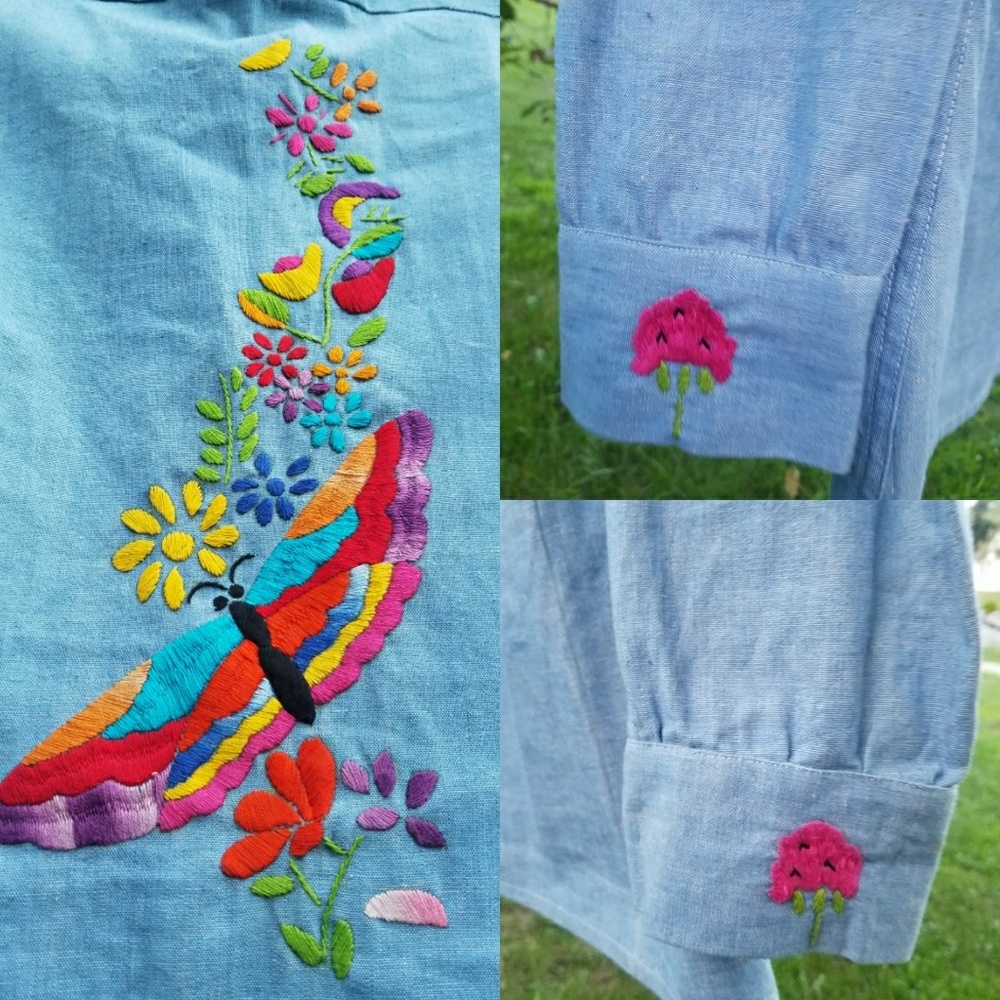 70's Western Vintage Boho Embroidered Mexican Top